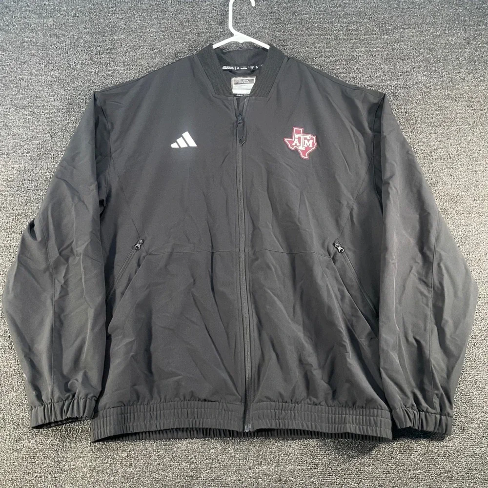 Adidas Texas A&M Jacket Mens LT Black Excellent Full Zip Sideline IP8596